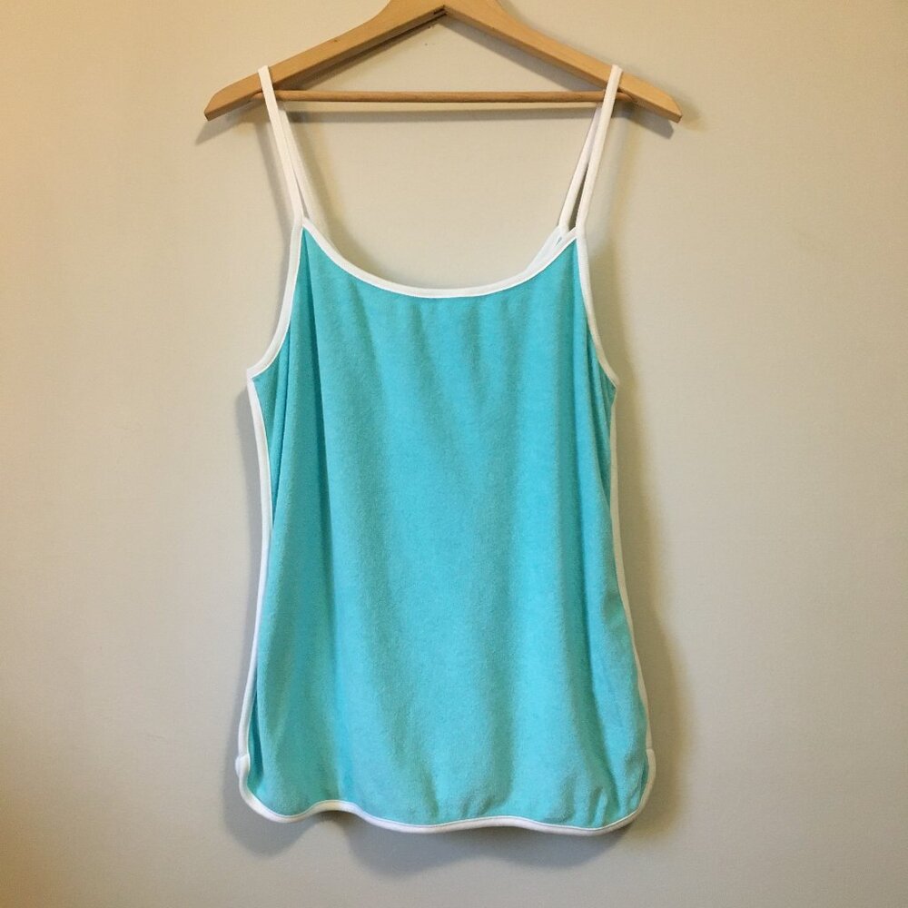 NWT Blue Cotton Blend Terrycloth Retro Tenenbaums Sleeveless Tank Top